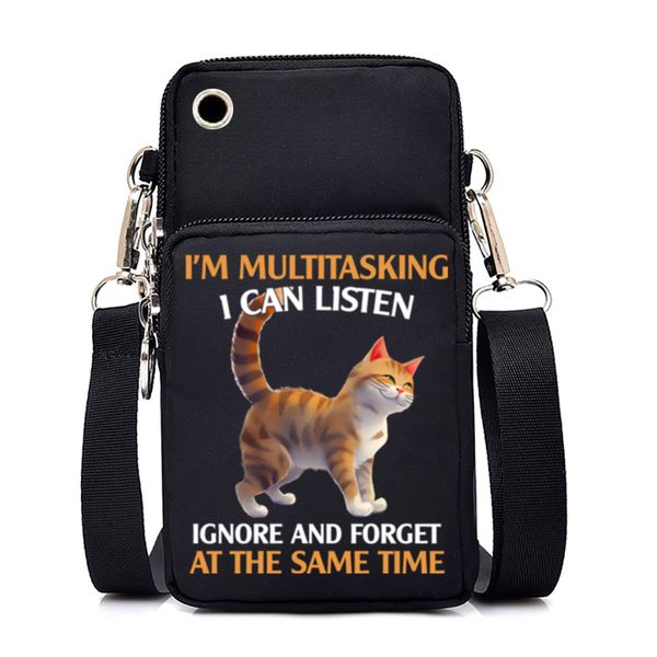 Gatinhos engraçados brinca com bolsa de celular kawaii ginger saco de ombro de ombro bola crossbod sport sports sports para xiaomi/iphone ect