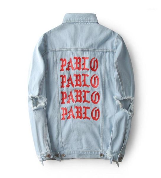 MEN039S Ceketler Batı Pablo Denim Erkek Hip Hop Tur Marka Giyim Sokak Giysesi Kot Ceketler18662634