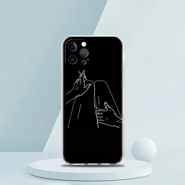 Linha abstrata Caso de casal sexy para iPhone 15 14 13 12 Pro Max Capa macia para iPhone 11 Pro Max 7 8 Plus x XS XR SE2020 Sacos