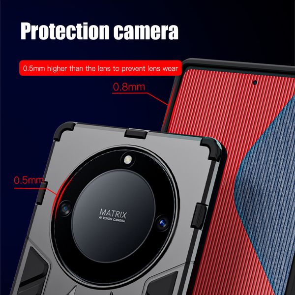 Caixa de armadura à prova de choque da Keysion para Huawei Honor X9a 5g X9 Silicone+PC Metal Ring Stand Phone Back Topa para Honor Magic 5 4 Lite