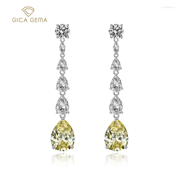 Серьги из свинья Gica Gema Luxury 925 Серебряное серебро создано цитрин драгоценный камень.