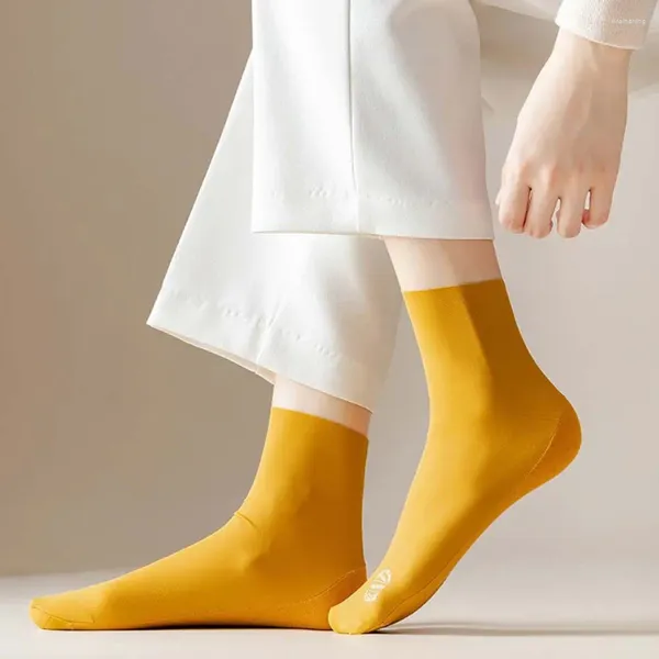 Kadınlar SOCKS Basit Tatil Hediyesi Herhangi bir Kesik Renk Koreli Buz İpek Kadın Çorap Kazık Orta Tüp