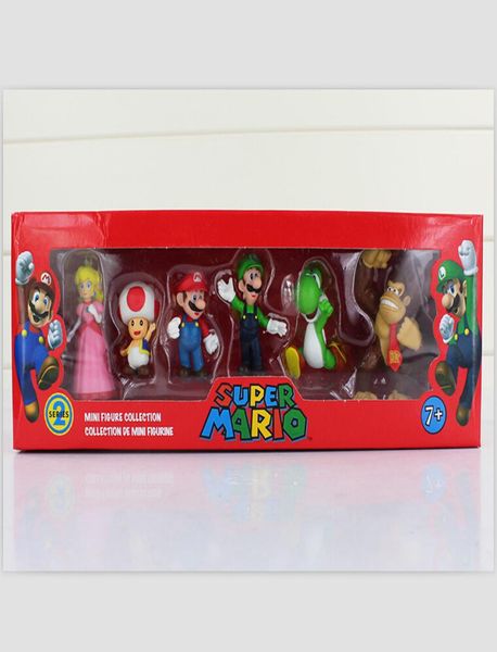 Super Bros Luigi Donkey Kong Peach Ação Figuras 6pcs/set yoshi figura presente1923749