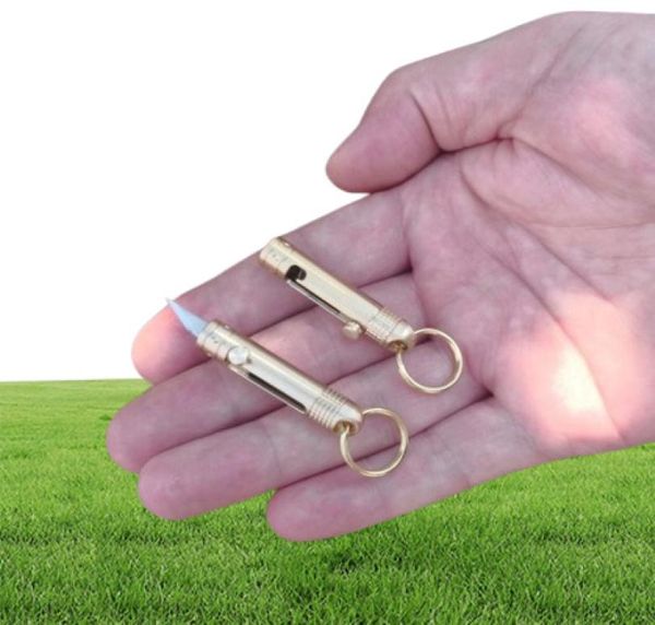 Keychain de bronze para faca de bolso de bolso externo Ferramentas de chaveiro multifuncional homens portáteis de alta qualidade anel Mini metal18466503