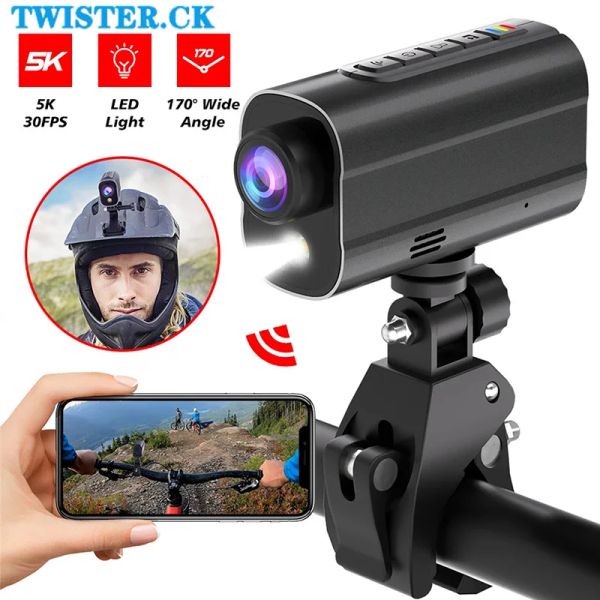 Камеры Новый AKM101 5K HD -запись Действия камера велосипедная камера Мотоциклетная камера мини -камера Действия с освещением Wi -Fi Синхронизация