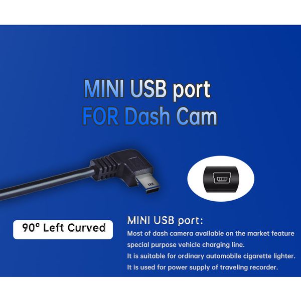 5V3A -Auto -Ladegerät für das Dash Cam Mini USB -Schnittstelle mit USB -Hafen -Zigaretten -Leichteradapter -Ladegerät 3,5 m für Fahrzeug