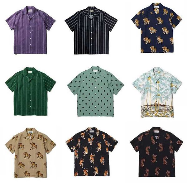 T-shirt maschile Serie Hawaiian Wacko Maria Mens Shirt High Street Casualmente Sunda Short Short Short Short Summer Top J240409