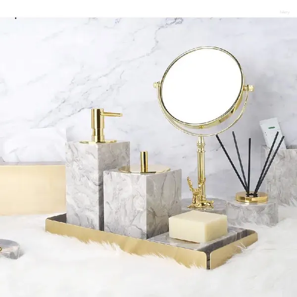 Distributore di sapone liquido Forniture per bagno in marmo grigio Gargarispositivo Accessori per vaselli porta da bagno Shampoo