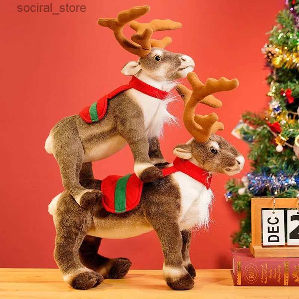 Doldurulmuş Peluş Hayvanlar Sevimli Ren Geyiği Peluş Oyuncak Noel Geyik Bebek Noel Elk Oyuncak Noel Süslemeleri Çocuklar İçin Mutlu Noeller Oyuncak Hediye L411