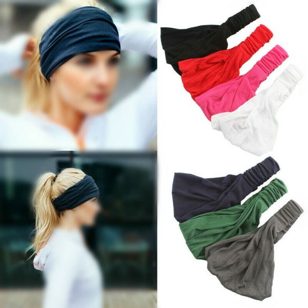 Elastisches Stirnband mit Breitband -Haarbandkopf -Wickel Yoga Stretch Turban Sport Bandanas neu