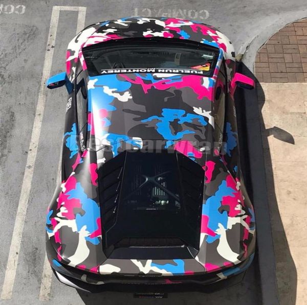 2019 Bunt blau rosa schwarze Camo Vinylverpackung für Fahrzeugauto -Wrap -Grafiken Camo Deckungsfolie mit Luftblase 152x8930286