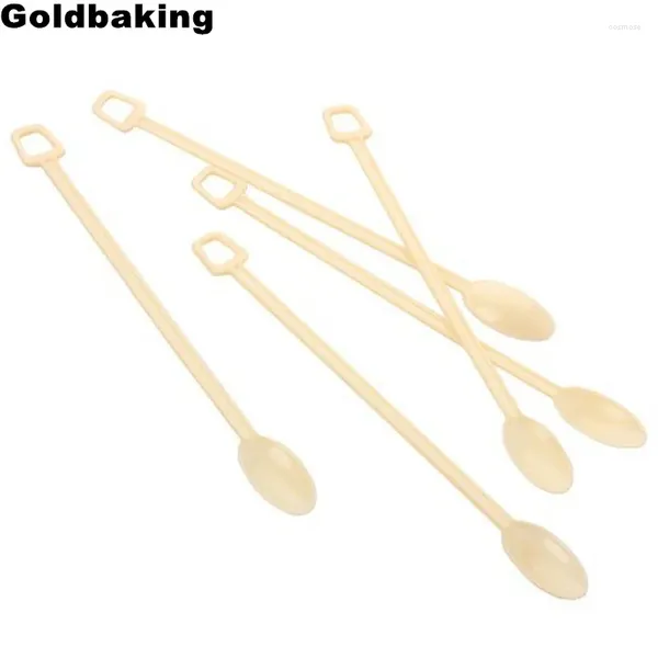 Kaffeeschaufeln goldene Einweg -Rührerlöffel Plastik Plastik Mini Tee Swizzle Sticks Beige 450 Stücke