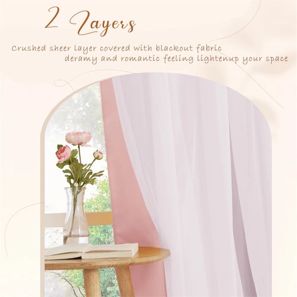 Rybhome Window White Sheer Voile Blackout Terina Chrome Ring Drape Dream Style per soggiorno 1 Pannello con 2 back -back