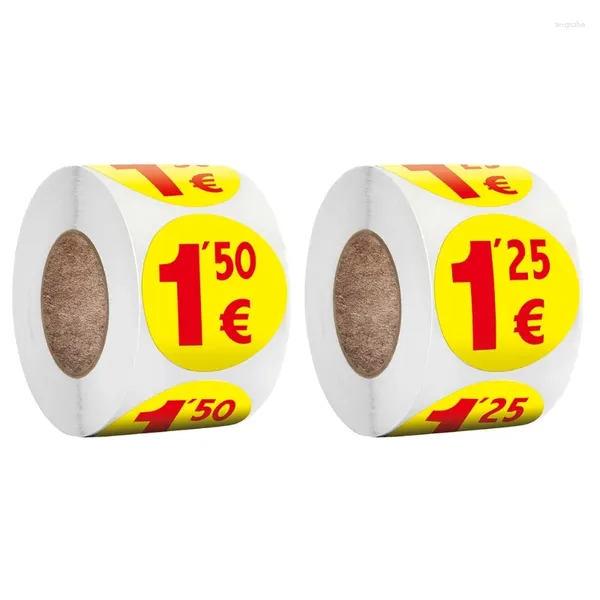 Wrap wrap 500pcs Garage Vendita Etichette adesive di prezzi di rummage 1,25/1,5 prezzi euro adesivi per prezzi rotondi per il mercato delle pulci