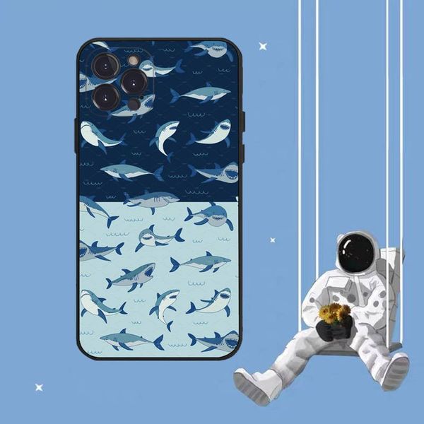 Capa de telefone de tubarão fofo para iPhone 8 7 6s mais x se 2020 xr xs 14 11 12 13 mini pro máximo de caixa móvel