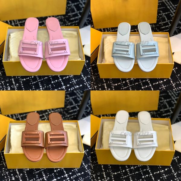 2024 Дизайнерские тапочки для жено -платформы скольжения по крючковым сандалиям летние плоские кожаные тапочки Sliders повседневная обувь
