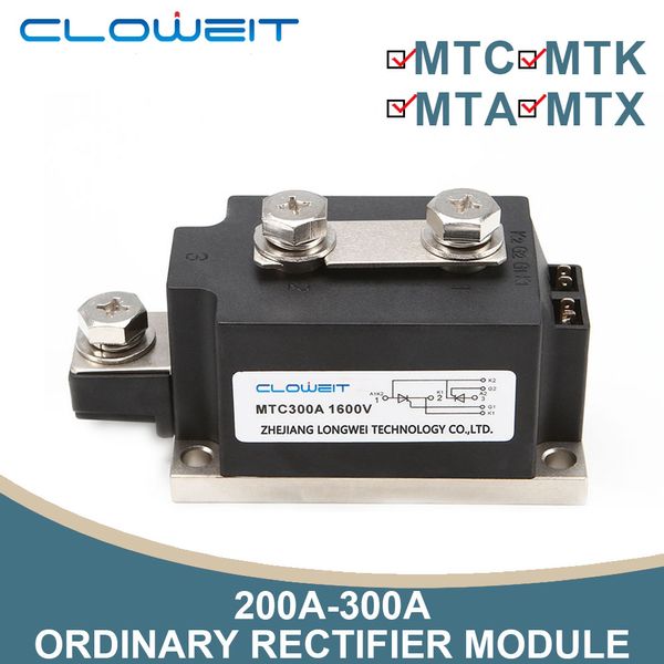 Cloweit MTC 250A 300A Thyristor kontrollierte Gleichrichter 1600VDC Crimp Power Semiconductor Relay-Modul für AC-DC-Motorregelung
