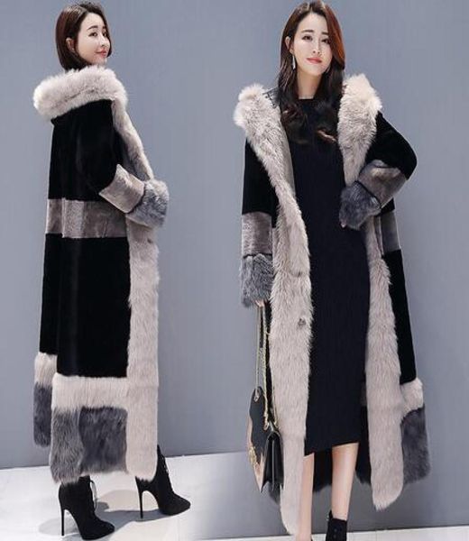 Mulheres Faux Fur Coat 2018 Inverno plus size russo jaqueta peluda grossa aconchegante maxi pêlo de pele fofo solto casaco morno de casacos longos6507298