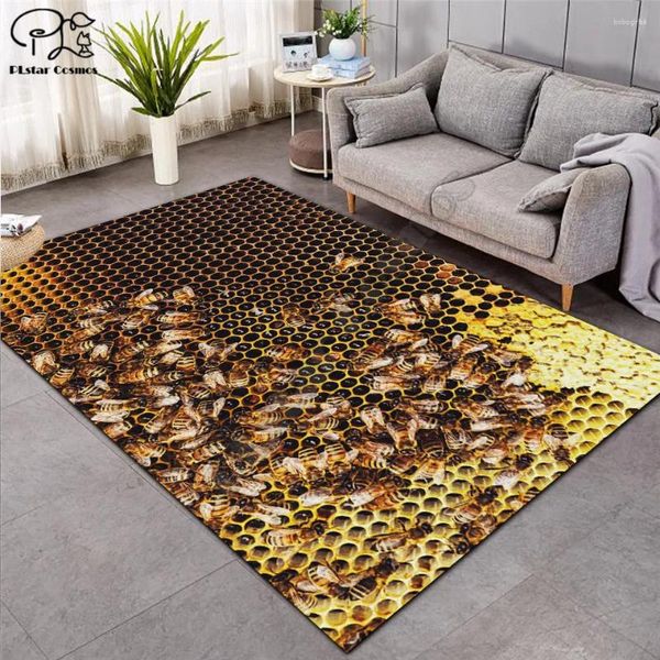 Tapetes cartoon abelhar carpet square anti-esquilie piso tapete 3d tapete não deslizamento sala de jantar viva o quarto macio no estilo 03