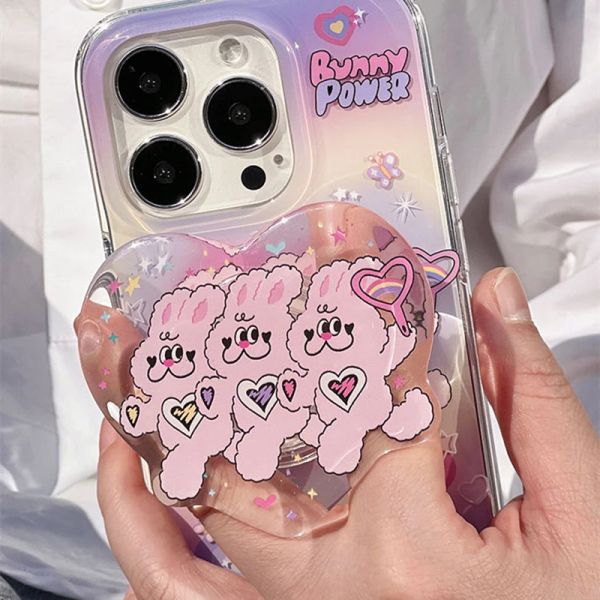 Corea Cute Bunny Rabbit Phone Grip Tok Gripok Clear Trendy Holder Ring per accessori per iPhone Calorio Porta telefonica supporto per telefono