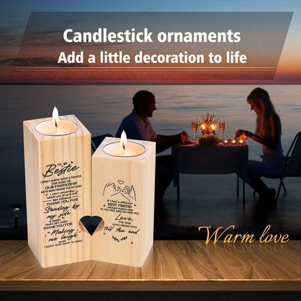 Porta di candele personalizzato al migliore amico Sister Regalo a forma di cuore Craft Hooden Custom Holds per il migliore amico Regola Sister Home