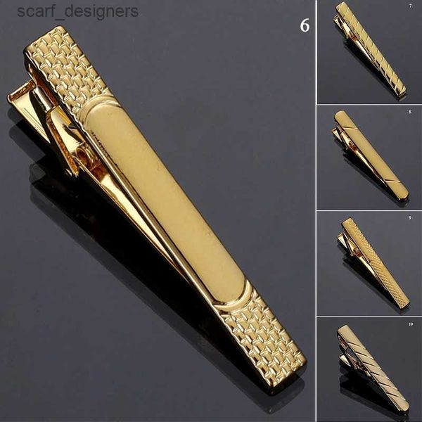 Tie Clips Luxury Tie Clip Classic Simple Style Bucle Bare Bar Gold Mens Business Clip Clip Metal Mens Jewelry Accessory Y240411