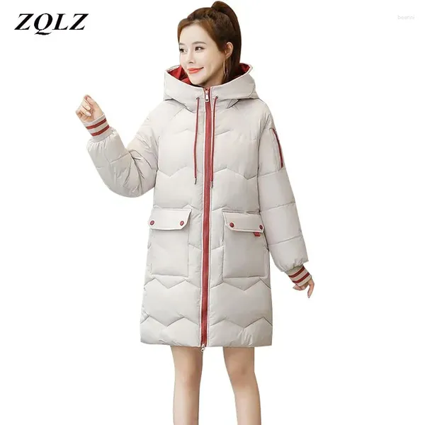 Women's Down Zqlz 2024 Donne inverno giacca inverno parco caldo cappotto di cotone di alta qualità femmina addensato 3xl imbottito