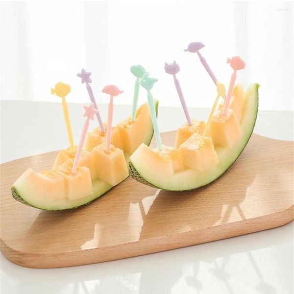 Forks Fruit Fork Grade Plastik kreativ niedlich wiederverwendbarer Bento Accessoires Kids Kuchen Zahnstocher Mini Box Dekor