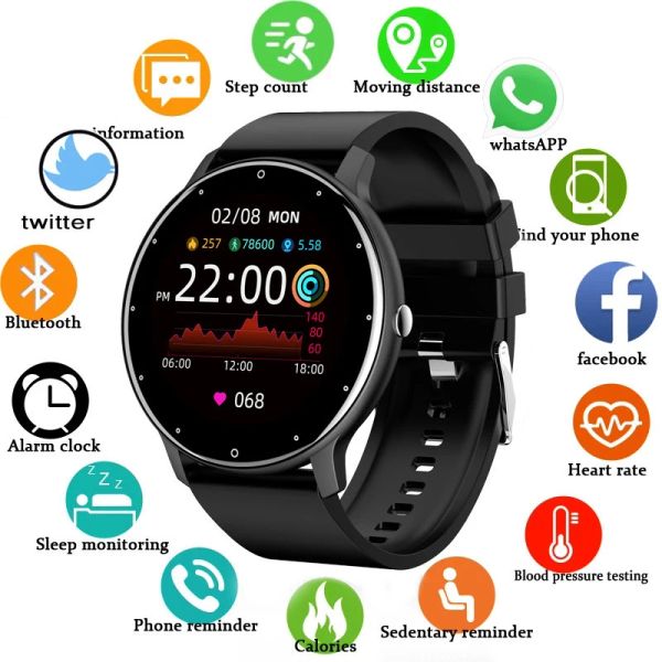 Смотрите 2023 Новые умные часы для мужчин Женщины с полным сенсорным экраном Sport Fitness Watch Man Ip67 Водонепроницаемые Bluetooth Smart Whate