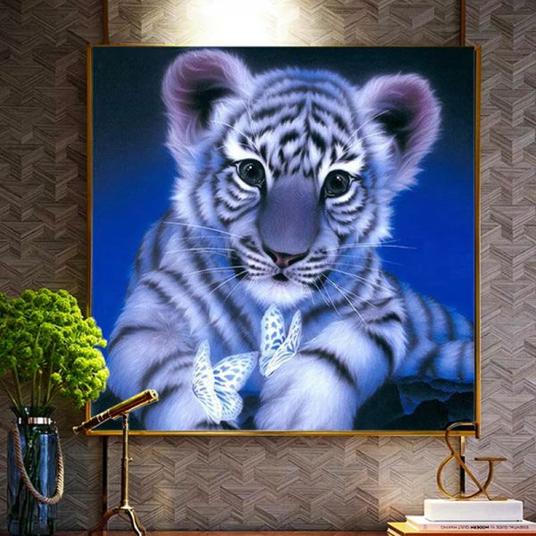 Animal 5D Diamond Painting Cine Cat Tiger Diamond Mosaico Kit di pittura quadrata/rotonda RACCODINA DI RUNSTONE GIOCO DIY