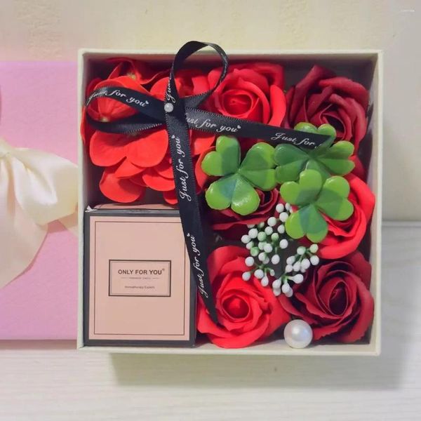 Dekorative Blumen Valentinstag Rose Seife Blume Pflanze ätherische Öl romantische Blütenblätter Geschenk für Mädchen Mutter Geburtstage Lehrerbox