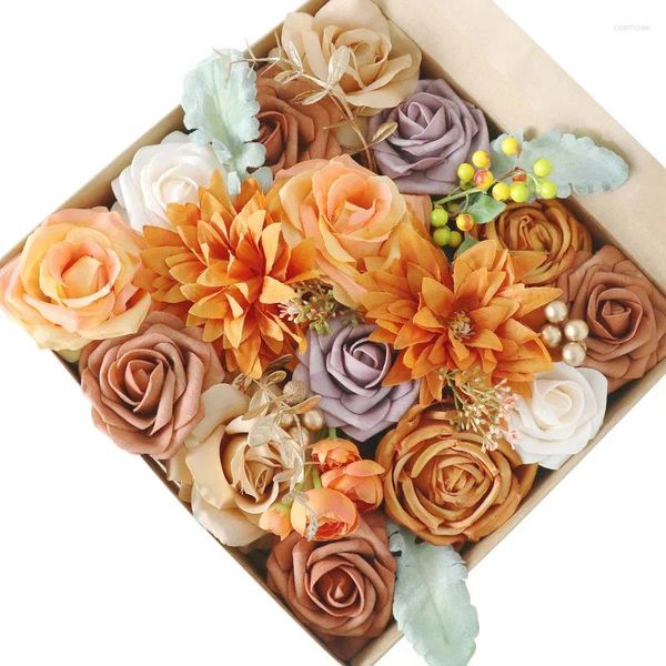 Dekoratif çiçekler sahte peonies yapay kutu centerpieces için set çiçek aranjmanları diy düğün buket kek ev dekor