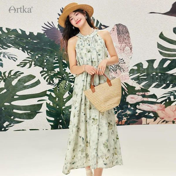 Повседневные платья Artka 2024 Летние женщины платье французское элегантное без рукавов.