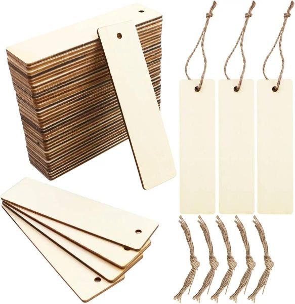 Em branco retângulo de madeira tags de madeira inacabada Wood Wood Slice Diy Crafts marcador de roupas de vestuário de roupas de vestuário de roupas de presente