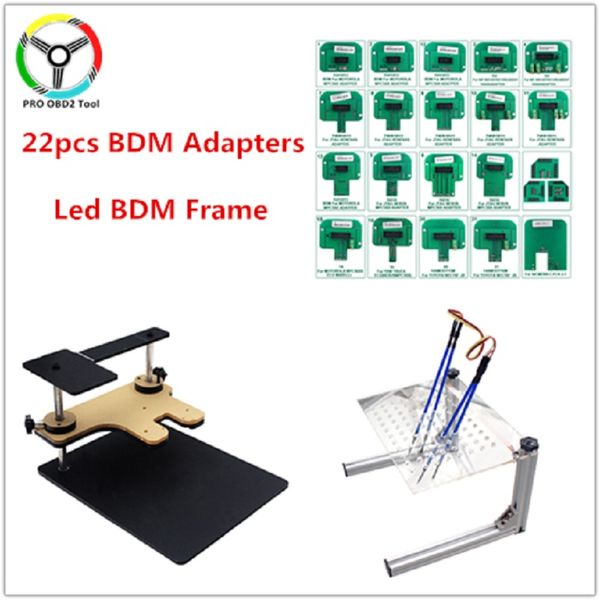 22pcs BDM Adapter LED Frame BDM Set completo utilizzato per lo strumento di accordatura con chip ecu automatico per K-tag Kess FGTech V54 BDM100