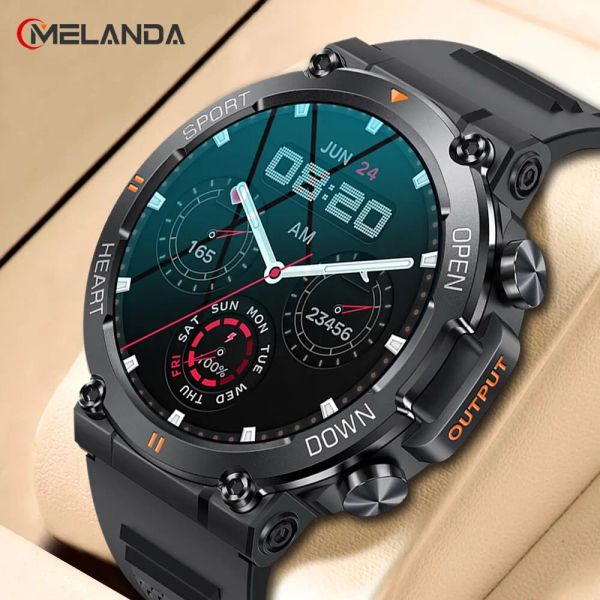 Saatler Melanda 1.39 inç HD Bluetooth Çağrı Akıllı Watch Men Sports Fitness Tracker Kalp Monitörü 400mAh Android IOS K56 için Akıllı Saat