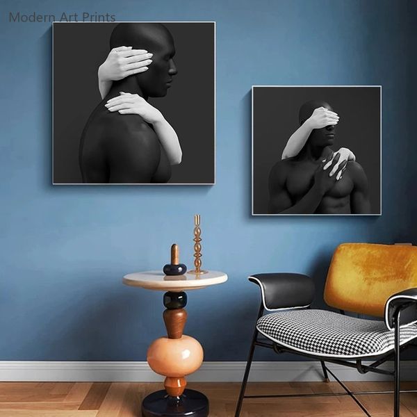 Schwarze nackte Frau modernes Poster rot weiß Graffiti Leinwand Malerei Drucke Wandkunst Bild Wohnzimmer sexy afrikanische Wohnkultur