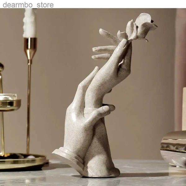 Arti e mestieri artigianato artigianato a mano rosa donna astratta scultura moderna decorazione per la casa gioiello retrò display holdin rose l49