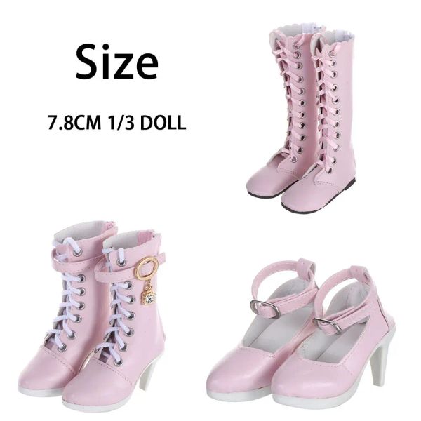 Novos 11 estilos de 7,8 cm de boneca vestindo couro PU 60cm Boots Sapatos de tecido Play House Accessories Diferentes cores