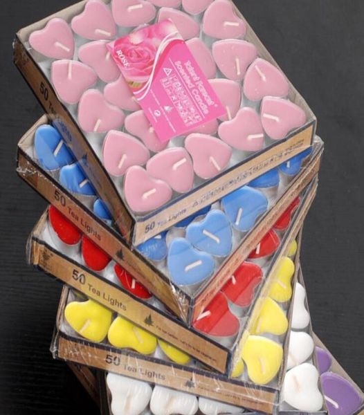 Pacchetto da 50 pezzi Candela favorisce candele per aromaterapia a forma di cuore per proporre prodotti per matrimoni romantici e creativi cera di tè WQ054296955