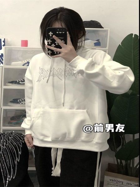 Schwarze Diamanten Wings Sweatshirt Casual White Langarmes Outwear Hoodies Frühling Gothic Women Punk Hoodie Streetwear Girls