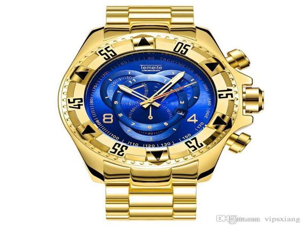 Luxuriöse Marke Sports Fashion Quartz Watch Watch Dial Dial Edelstahl Männer Gold Uhren Tauchwaterdes hochwertiges Armbandwatch Do2025928