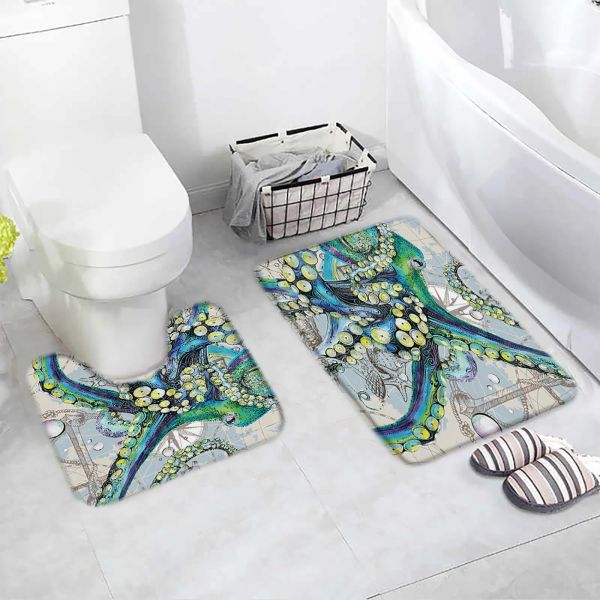 Tappetino a tartaruga marina set marino starfish marine di marea di alghe mata nautica della casa moquette moquette decorazione bagno tappeto non slitta