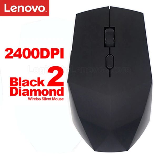 Мыши Lenovo Black Diamond 2 Беспроводная поддержка мыши 2400DPI Silent Technology Technology Cut внешний вид для Window Mac OS