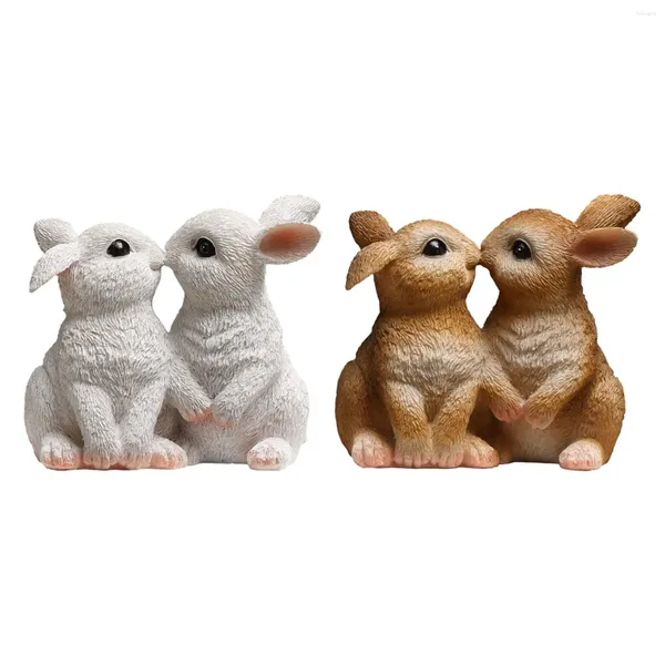 Estatuetas decorativas de coelhos de resina estatueta de resina de 10,5x9cm escultura de jardim de fadas para estatuária ao ar livre para pátio de varanda versátil