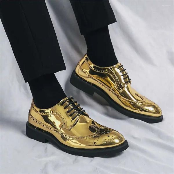 Elbise ayakkabılar kalın topuk altın renkli erkekler resmi altın eğitmenler adam spor ayakkabılar spor sineker moda adam alışılmadık çin