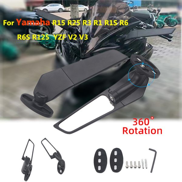 Yamaha için dikiz aynası yzf r1 r3 r125 r25 r15v3 r1s yan aynalar modifiye edilen kanat döner espelhos moto espejo retrovisor