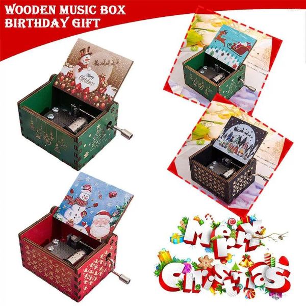 Dekorative Figuren Frohe Weihnachts -Musikbox Anime Theme Holzhand gekündigtes Kinder Geschenk Geburtstagsjahr Musical Q4m6