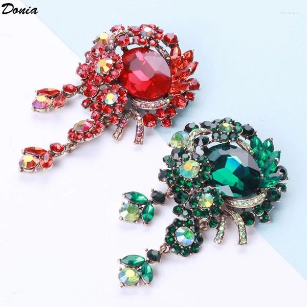 Broschen Donia Schmuck Mode Big Glass Pin Corsage Europa und Amerika Retro übertriebenes Mantelzubehör Nadel Herbst Winter