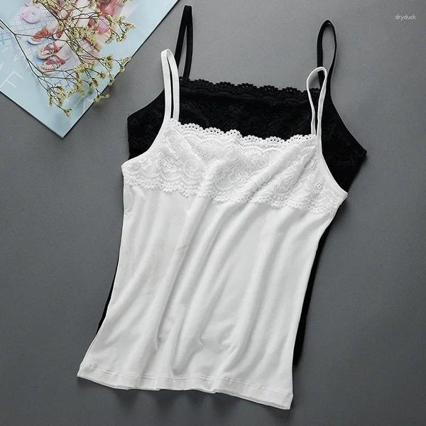 Camisoles Tanks für Frauen Spitzen -Tanktops Frühling Sommerboden Schwarz -Weiß -Ernte -Top Slim Fit Weiche Unterwasser Großhandel